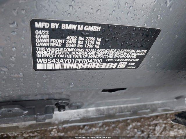 Продаж на аукціоні авто 2023 Bmw M3 Competition Xdrive, vin: WBS43AY01PFR04300, номер лоту: 44354079