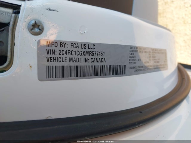 Aukcja sprzedaży 2021 Chrysler Voyager Lx, vin: 2C4RC1CGXMR577451, numer aukcji: 44354083