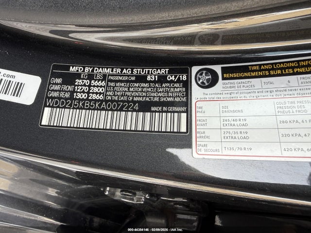 WDD2J5KB5KA007224 Mercedes-Benz Cls 450 4matic