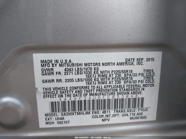 Mitsubishi Outlander Sport Es 2015 4A4AP3AU6FE053048 Image 9