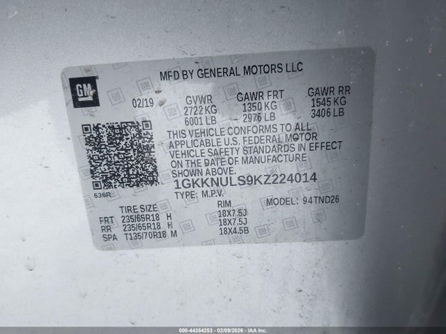 2019 GMC ACADIA 1GKKNULS9KZ224014 Photo 8