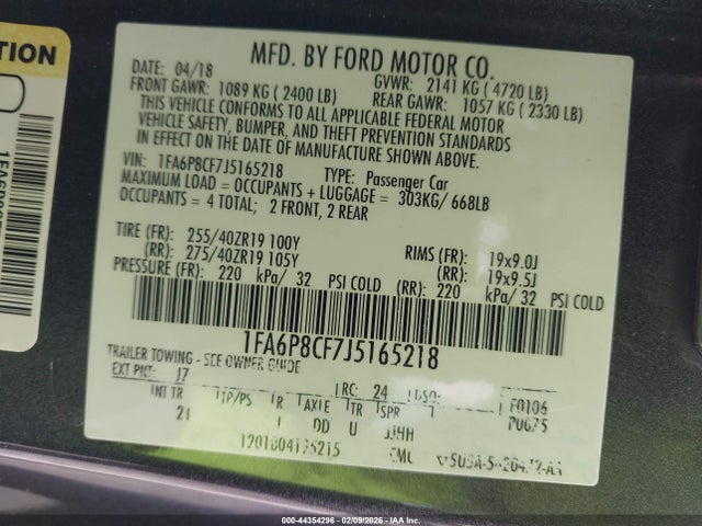 2018 FORD MUSTANG 1FA6P8CF7J5165218 Photo 8