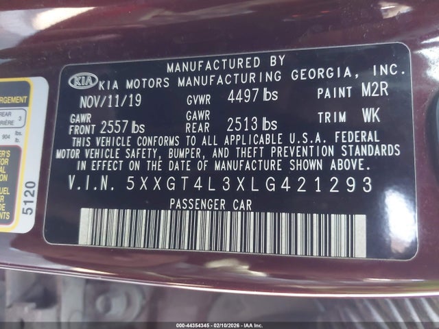 2020 KIA OPTIMA 5XXGT4L3XLG421293 Photo 8