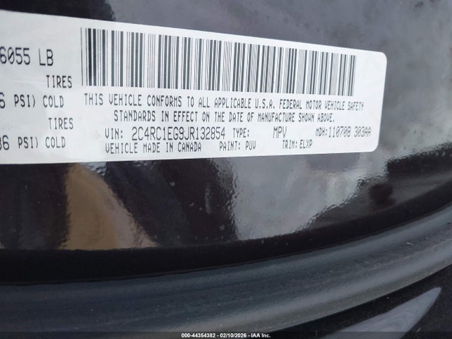 Aukcja sprzedaży 2018 Chrysler Pacifica Touring L Plus, vin: 2C4RC1EG9JR132854, numer aukcji: 44354382