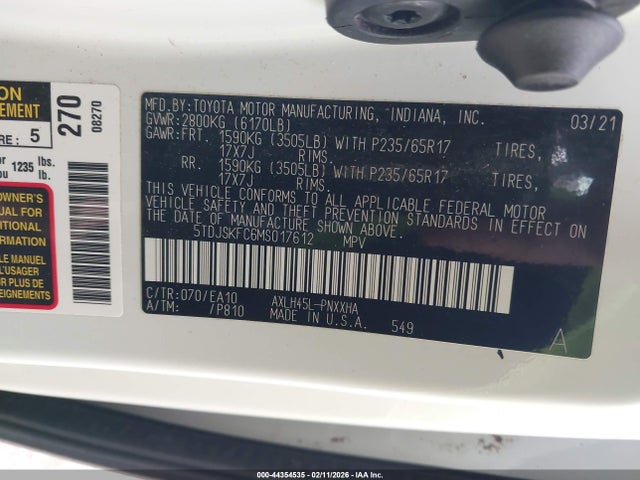 2021 TOYOTA SIENNA 5TDJSKFC6MS017612 Photo 8