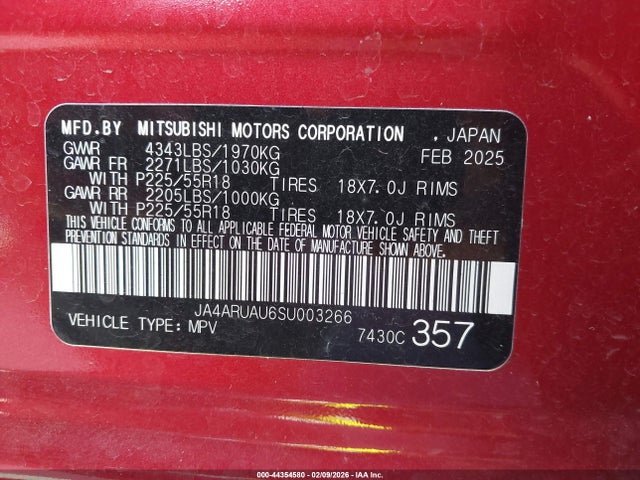 2025 MITSUBISHI OUTLANDER SPORT JA4ARUAU6SU003266 Photo 8