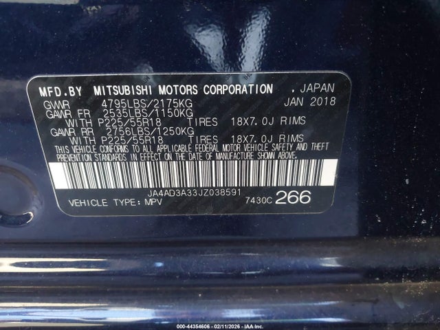 Продаж на аукціоні авто 2018 Mitsubishi Outlander Sel, vin: JA4AD3A33JZ038591, номер лоту: 44354606