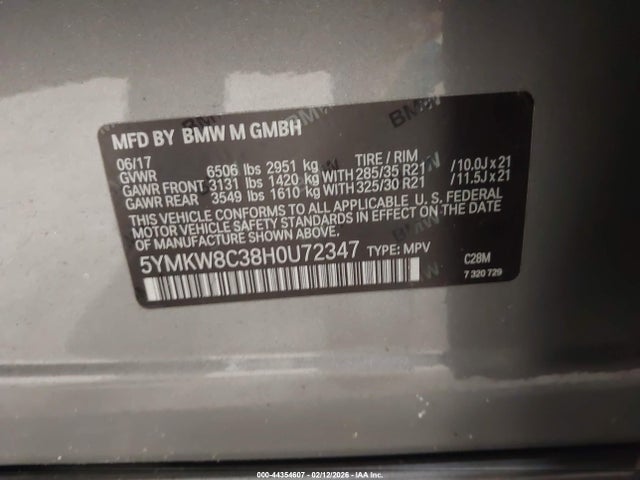 2017 BMW X6 M 5YMKW8C38H0U72347 Photo 8