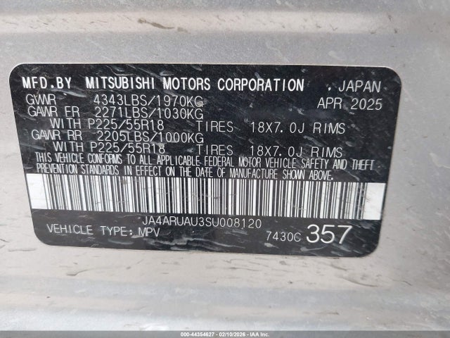 2025 MITSUBISHI OUTLANDER SPORT JA4ARUAU3SU008120 Photo 8