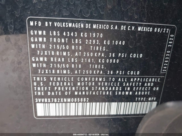 2022 VOLKSWAGEN TAOS 3VVRX7B2XNM085882 Photo 8