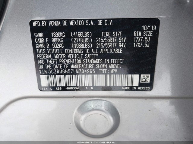 3CZRU6H57LM704965 Honda Hr-v Awd Ex