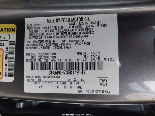 2014 FORD FUSION 3FA6P0H73ER149149 Photo 8