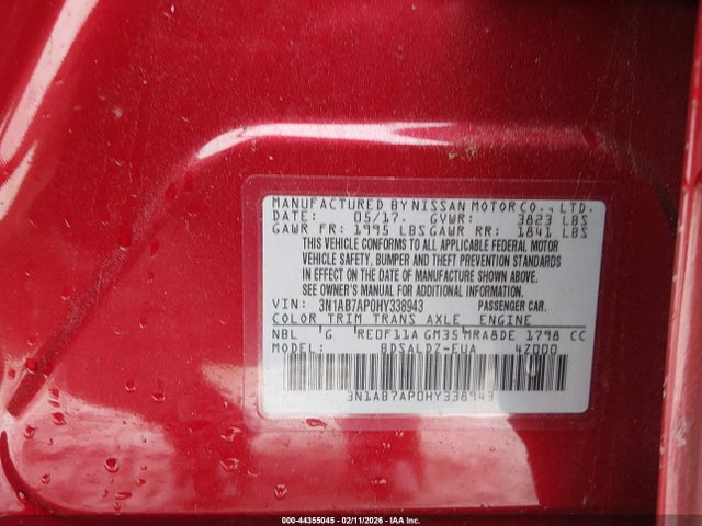 Nissan SENTRA SV 2017 3N1AB7AP0HY338943 Image 9