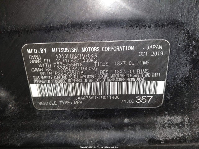 Aukcja sprzedaży 2020 Mitsubishi Outlander Sport 2.0 Es, vin: JA4AP3AU7LU011488, numer aukcji: 44355120