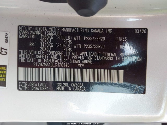 Aukcja sprzedaży 2020 Lexus Rx 350, vin: 2T2HZMAA0LC170145, numer aukcji: 44355312