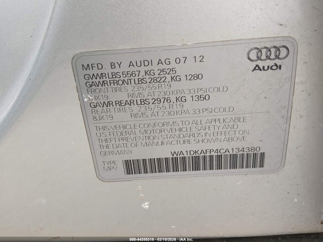 2012 AUDI Q5 WA1DKAFP4CA134380 Photo 8