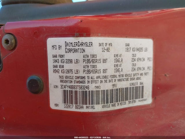 2003 CHRYSLER PT CRUISER 3C4FY48B83T583246 Photo 8