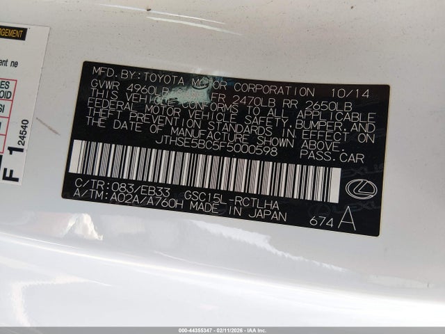 2015 LEXUS RC 350 JTHSE5BC5F5000598 Photo 8