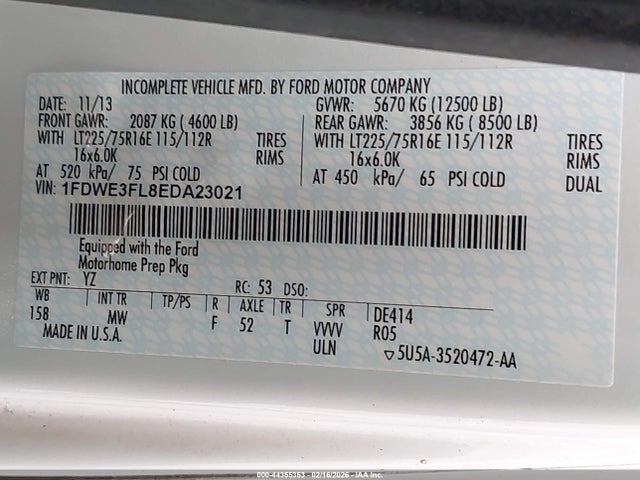 Ford E-350 Cutaway 2014 1FDWE3FL8EDA23021 Image 8