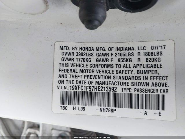 Honda Civic Touring 2017 19XFC1F97HE213592 Image 9