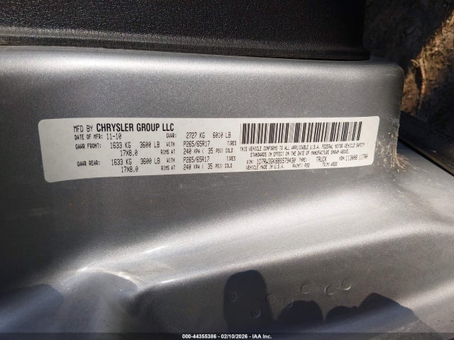 2011 Ram Dakota Bighorn/lonestar მანქანა იყიდება აუქციონზე, vin: 1D7RW3GK8BS579430, აუქციონის ნომერი: 44355386