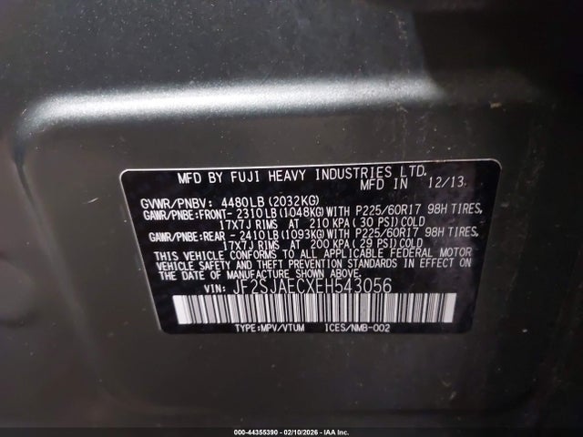 Aukcja sprzedaży 2014 Subaru Forester 2.5i Premium, vin: JF2SJAECXEH543056, numer aukcji: 44355390