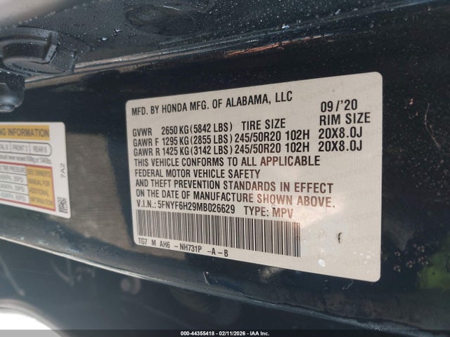 2021 HONDA PILOT 5FNYF6H29MB026629 Photo 8