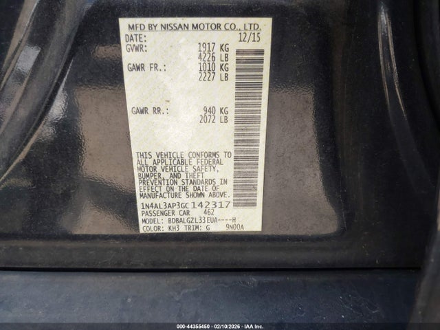 1N4AL3AP3GC142317 Nissan Altima 2.5 S