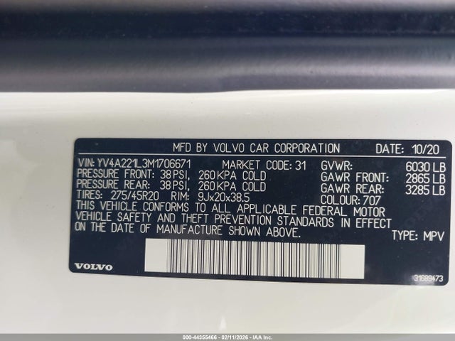 YV4A221L3M1706671 Volvo Xc90 T6 Inscription 6 Passenger
