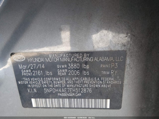 Hyundai Elantra Limited 2014 5NPDH4AE7EH512876 Image 9