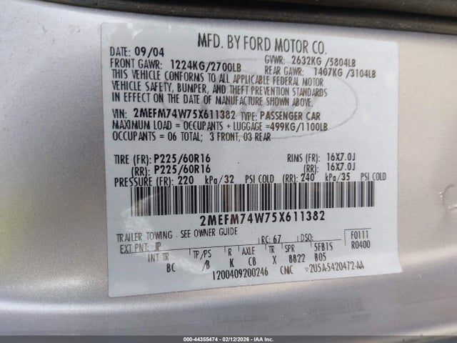 2005 MERCURY GRAND MARQUIS 2MEFM74W75X611382 Photo 8