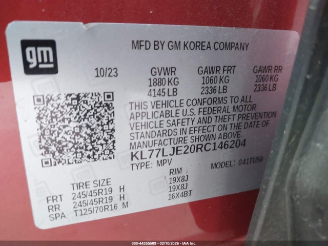 KL77LJE20RC146204 Chevrolet Trax Fwd 2rs