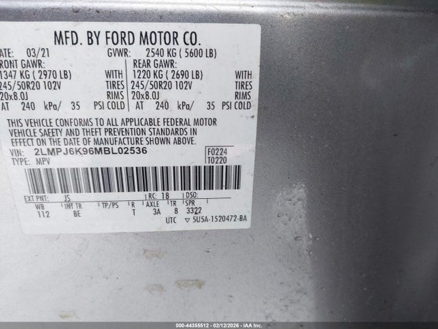 2021 LINCOLN NAUTILUS 2LMPJ6K96MBL02536 Photo 8