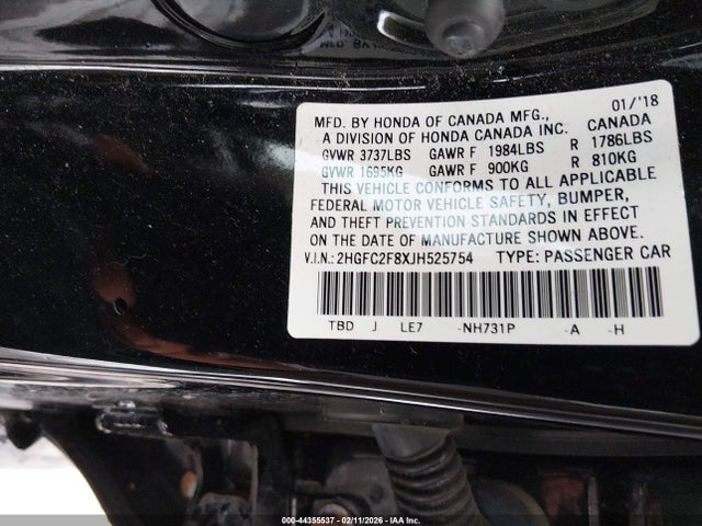 Aukcja sprzedaży 2018 Honda Civic Ex, vin: 2HGFC2F8XJH525754, numer aukcji: 44355537