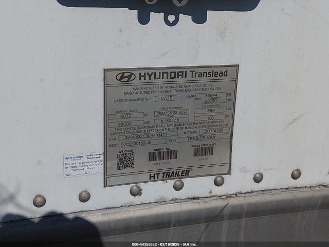 Продажа на аукционе авто 2020 Hyundai Translead Inc Unknown, vin: 3H3V532C3LR493471, номер лота: 44355582