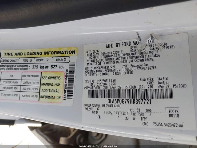 2017 FORD FUSION 3FA6P0G79HR397721 Photo 8