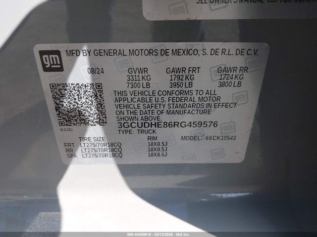 3GCUDHE86RG459576 Chevrolet Silverado K1500 Zr2