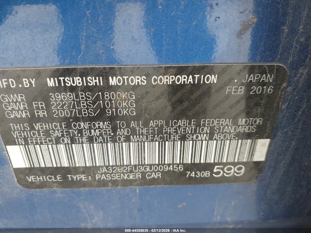 2016 MITSUBISHI LANCER JA32U2FU3GU009456 Photo 8