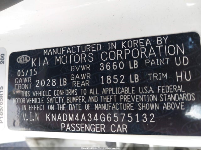 Продаж на аукціоні авто 2016 Kia Rio Lx, vin: KNADM4A34G6575132, номер лоту: 44355853