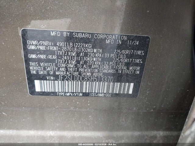Продажа на аукционе авто 2025 Subaru Forester Premium, vin: JF2SLDDC8SH513370, номер лота: 44355886