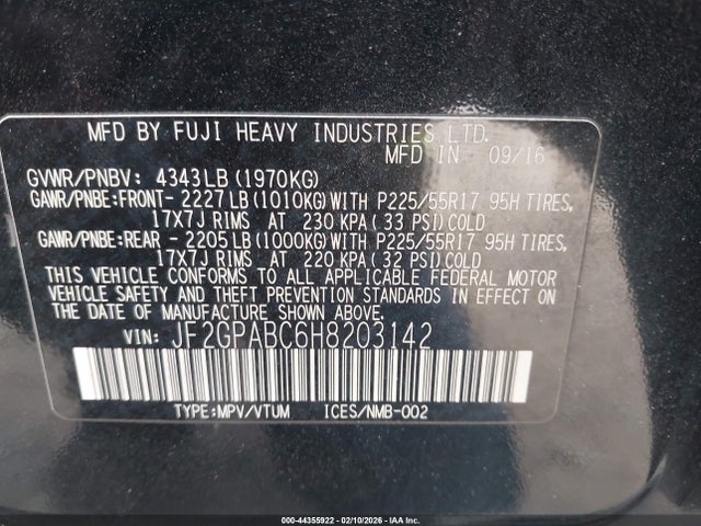 Subaru Crosstrek 2.0i Premium 2017 JF2GPABC6H8203142 Image 9