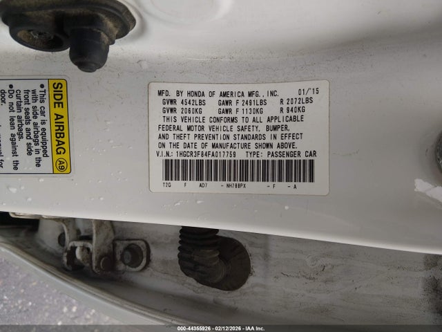 1HGCR3F84FA017759 Honda Accord Ex-l V-6