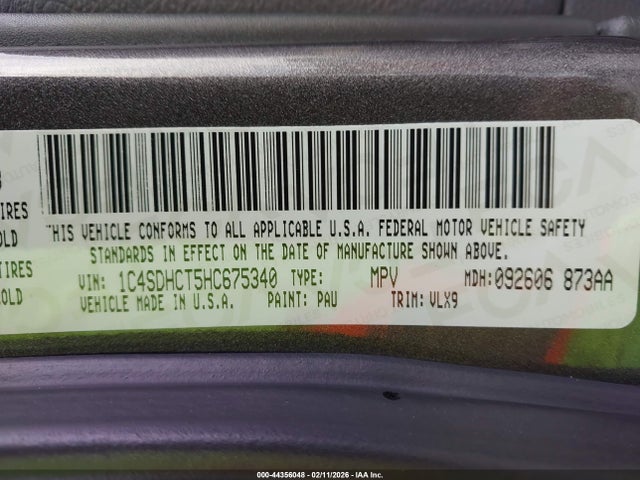 1C4SDHCT5HC675340 Dodge Durango R/t Rwd