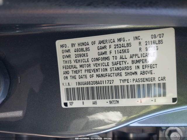 2008 ACURA TL 19UUA66208A011727 Photo 8