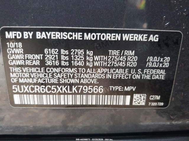 Продаж на аукціоні авто 2019 Bmw X5 Xdrive40i, vin: 5UXCR6C5XKLK79566, номер лоту: 44356073