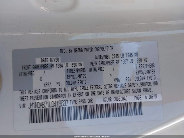 2020 MAZDA MX-5 MIATA JM1NDAB71L0416637 Photo 8