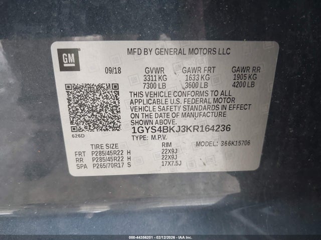 2019 CADILLAC ESCALADE 1GYS4BKJ3KR164236 Photo 8