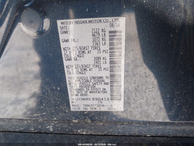 5N1AT2MV9GC890418 Nissan ROGUE S