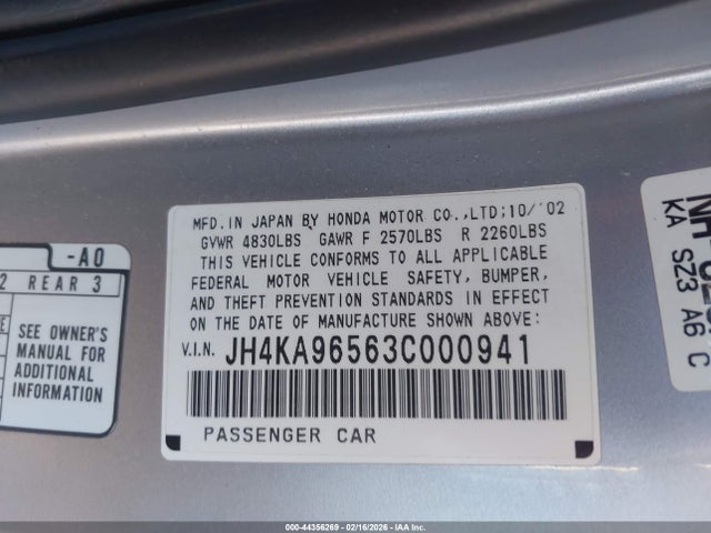 Aukcja sprzedaży 2003 Acura Rl 3.5, vin: JH4KA96563C000941, numer aukcji: 44356269