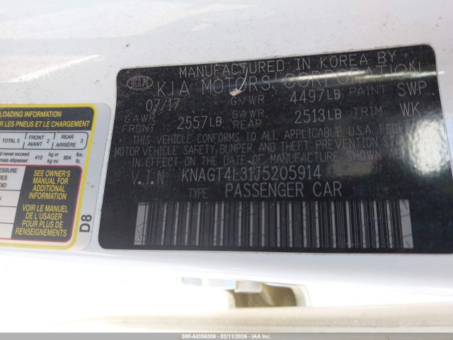 KNAGT4L31J5205914 KIA Optima Lx